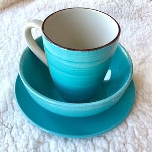 Teal Bowl, Plate, and Mug Set